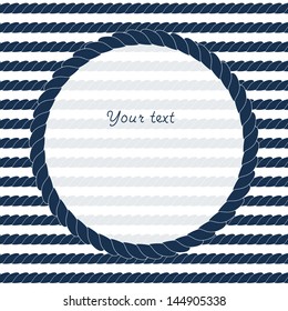 Navy blue and white circle rope frame background for your text or image, vector