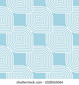 Navy blue and white geometric ornament. Seamless pattern for web, textile and wallpapers