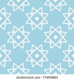 Navy blue and white geometric ornament. Seamless pattern for web, textile and wallpapers