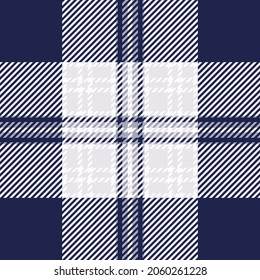 Navy blue, white and grey simple plaid. Seamless vector check pattern suitable for fashion, home decor and stationary.
