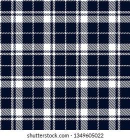 Navy blue and white tartan plaid Scottish seamless pattern.Texture from plaid, tablecloths, clothes, shirts, dresses, paper, bedding, blankets and other textile.