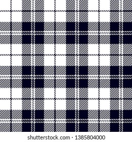 Navy blue and White tartan plaid Scottish seamless pattern.Texture from plaid, tablecloths, clothes, shirts, dresses, paper, bedding, blankets and other textile products.