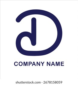Logotipo de Vector en azul marino y blanco con una letra estilizada en forma de D