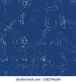 Navy Blue and White Vector seamless check pattern. Allover pattern. Ink grunge grid. Hand drawn seamless check pattern. Graphic background with ethnic tartan. Seamless check pattern background.