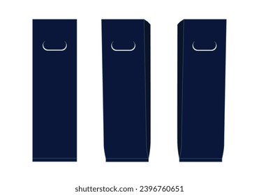 Navy Blue Wine Bottle Bag Template On White Background, Vector File.