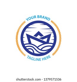 navy, boat, crew, wave of desin logo