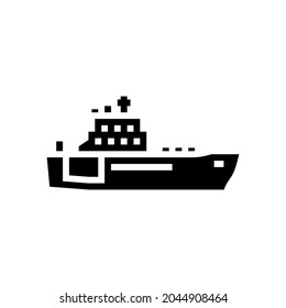 navy boat glyph icon vector. navy boat sign. isolated contour symbol black illustration