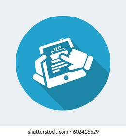 Navy booking on tablet