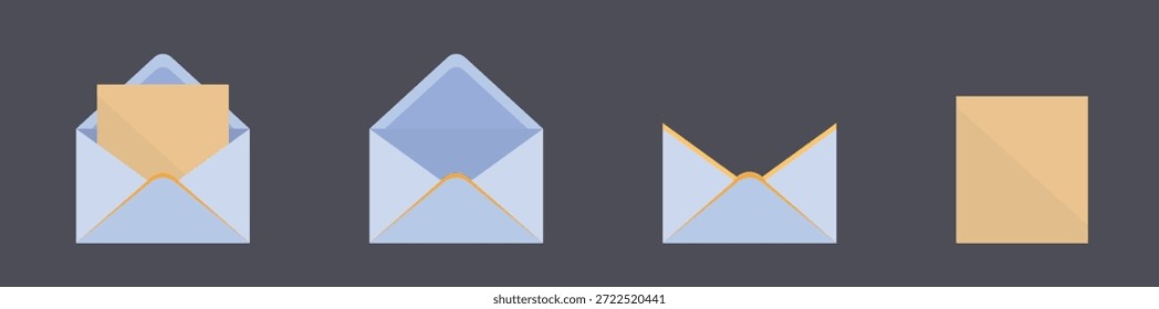 ilustração de envelope azul marinho e marrom. Correio formal e conceito de correio.