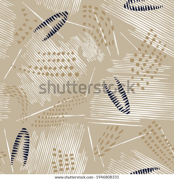 navy and brown vector texture pattern on stripe cream background