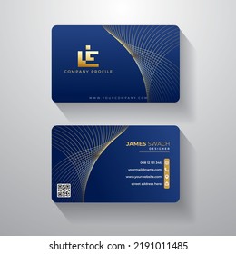 Navy Classy Business Card Vector Illustration