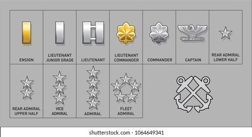 Navy & Coast Guard Officer Rank Insignia - Isolated Vector Illustration