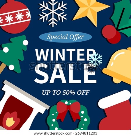 Navy color winter discount event banner
