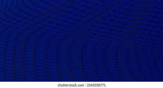 Navy dark blue abstract background with halftone wavy smooth pattern. Small light dots grid. Curve line, cosmic galaxy space. Festive BG for social media, party birthday invitation.