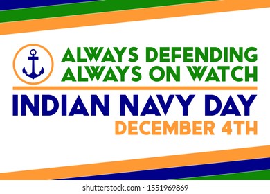 Navy Day in India is celebrated on 4 December every year. Vector illustration. Background, poster, greeting card, banner design. Vector EPS 10