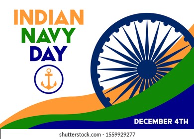 Navy Day in India is celebrated on 4 December every year. Vector illustration. Background, poster, greeting card, banner design. Vector EPS 10