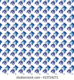 Navy deep sea squid cartoon pattern background