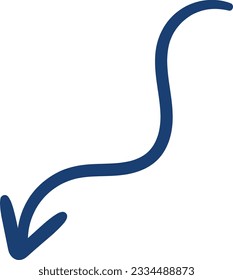 Navy Doodle Arrow Hand Drawn Element