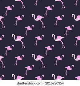 Navy Flamingo Pattern Design with Pink Birds
