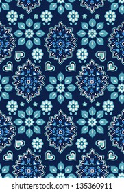 navy floral bandana vector ~ seamless background