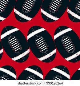 Navy footballs seamless pattern on a red background .