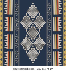 Navy Geometric ethnic pattern seamless  oriental. seamless pattern. Design for fabric, curtain, background, carpet, wallpaper, clothing, wrapping, Batik, fabric,Vector illustration. pattern sty