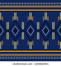 ฺBlue navy geometric oriental ethnic seamless pattern traditional ethnic thai american native fabric background,for wallpaper,carpet,clothing,wrapping,fabric,silk,batik.vector ethnic embroidery ikat