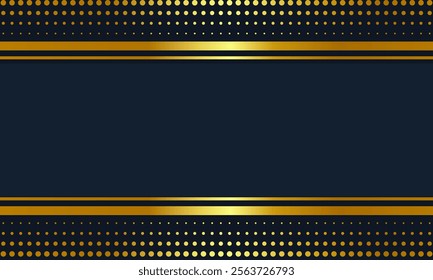 Navy and gold luxury background featuring dotted golden patterns and horizontal metallic accents, ideal for event invitations and digital design templates