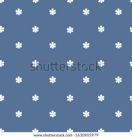 Navy ground with small white flowers print pattern background.