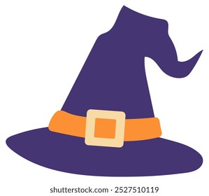 Navy halloween witch hat flat icon isolated on white background.