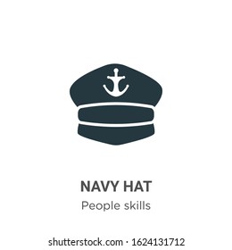 Navy hat glyph icon vector on white background. Flat vector navy hat icon symbol sign from modern people skills collection for mobile concept and web apps design.