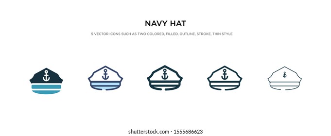 navy hat icon in different style vector illustration. two colored and black navy hat vector icons designed in filled, outline, line and stroke style can be used for web, mobile, ui