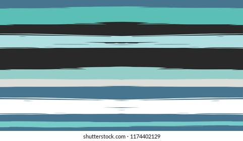 Navy Horizontal Paintbrush Seamless Sailor Stripes. Geometric Doodle Summer Maritime Texture Prints. Hand Painted Male or Female T-Shirt Autumn Pattern Design. Blue Ink Watercolor Sailor Stripes