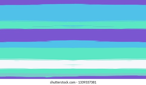 Navy Horizontal Paintbrush Seamless Sailor Stripes. Geometric Simple Funky Graffiti Clothing Texture. Hand Painted Male or Female T-Shirt Autumn Pattern Design. Blue Long Watercolor Sailor Stripes