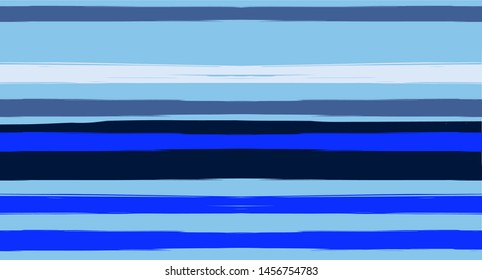 Navy Horizontal Watercolor Seamless Sailor Stripes. Geometric Simple Funky Graffiti Clothing Texture. Hand Painted Male or Female T-Shirt Autumn Ocean Banner. Blue Shirt Watercolor Sailor Stripes