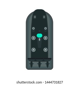 Navy hovercraft top view vector icon illustration. Boat sea transport water vessel speed. Isolated marine motor flat future carrier engine
