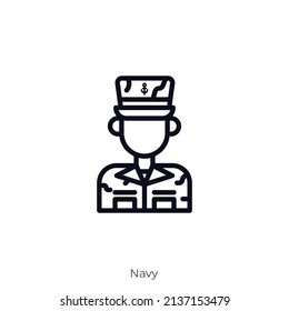 Navy icon. Outline style icon design isolated on white background