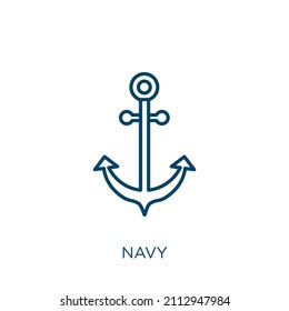 navy icon. Thin linear navy outline icon isolated on white background. Line vector navy sign, symbol for web and mobile