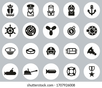 Iconos de la Marina Círculo de diseño blanco y negro grande