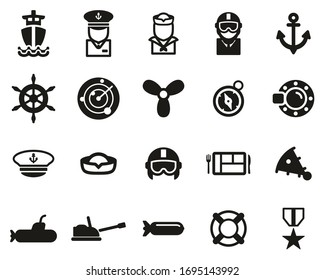 Navy Icons Schwarz-Weiß Set Big