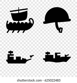 Navy icons set. set of 4 navy filled icons such as war helmet