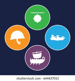 Navy icons set. set of 4 navy filled icons such as war helmet