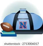 Navy Illinois Fighting Illini Dome Duffel bag, designed with a bold “N” athletic logo in red and white accents. Made by Jardine, the duffel is crafted from durable 100% nylon with a waterproof.