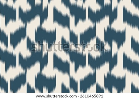 Navy ivory ikat abstract block, ornament endless colorful stripe seamless blurred pattern fashion textile beautiful ethnicity ogee print canvas abstract dynamic ethnic fabric grunge hand draw cloth