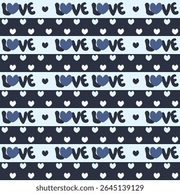 Navy Love Stripe Pattern. Perfect for art and crafts, digital paper, fabric printing, textile printing, packaging, scrapbooking, gift wrap, background and more.
