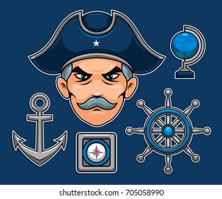 Navy Nautical Icon Collection Set 