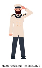 navy officer bearded man isolated