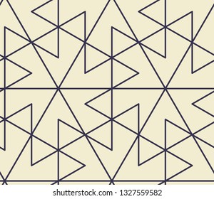 Navy on cream, Islamic sacred geometric design, simple line art, seamless repeat vector pattern
