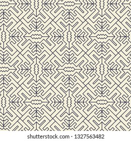 Navy on cream, Islamic sacred geometric design, simple line art, seamless repeat vector pattern
