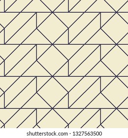 Navy on cream, Islamic sacred geometric design, simple line art, seamless repeat vector pattern
